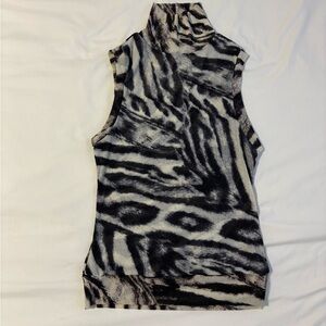 SHEIN Black and White Animal Print Tank Top